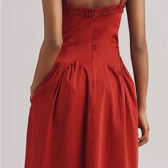 Anthropologie Strapless Red A-Line Dress with Pocket Detail - Picture 2 of 2